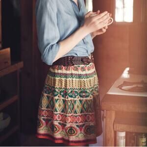 Anthropologie Tanvi Kedia Oroya Echo Embellished Printed Mini Skirt Size Medium